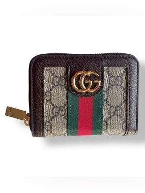 GG wallet Monogram zip around wallet Red & Green stripe